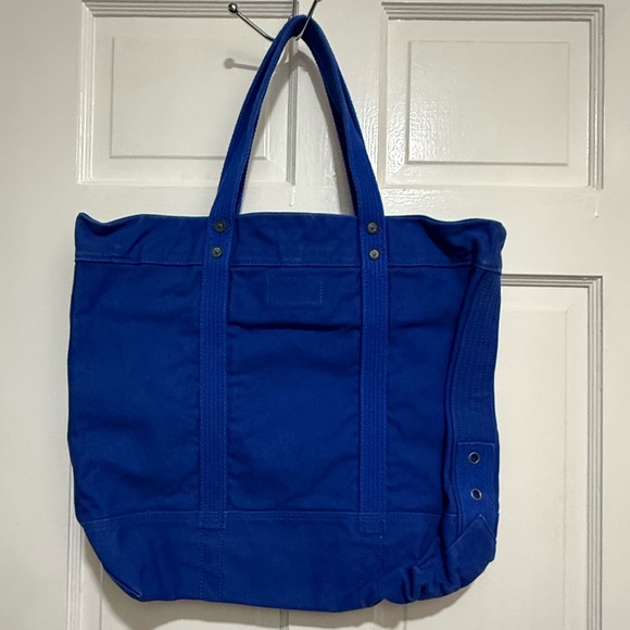 NEW Ralph Polo Womens Tote Bag Blue Yellow Zipper - Picture 2 of 5